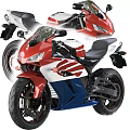 Sporty Modern Motorcycle With Red White Blue Colors