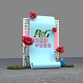 P&G China Roadshow Photo Spot With Blue Scroll Red Roses And Decorations