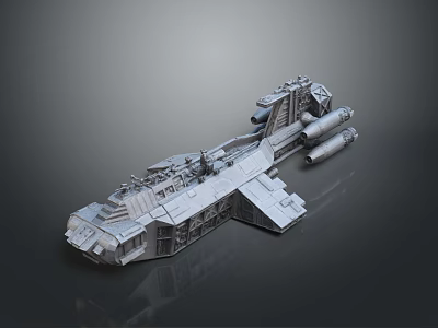 3D Rendered Detailed Futuristic Sci Fi Spaceship Model With Gray Metallic Structure And Engines 3d model