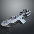 3D Rendered Detailed Futuristic Sci Fi Spaceship Model With Gray Metallic Structure And Engines