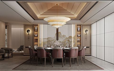 New Chinese Room Restaurant Room 3d model