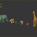 Origami Animal Models In Different Colors Featuring Giraffe Elephant Bear And Smaller Creatures On