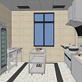 Commercial Restaurant Kitchen Featuring Stainless Steel Equipment Range Hood Window And Tile Floor
