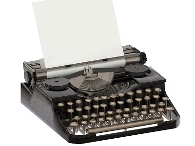 Vintage Typewriter With Blank Paper And Classic Mechanical Key Design 3d model