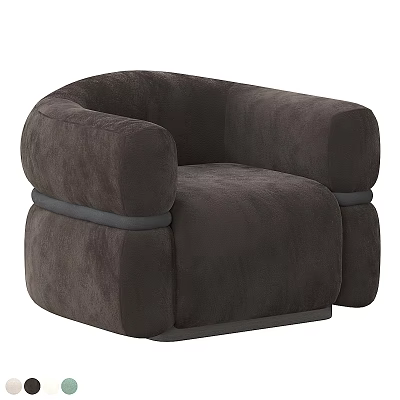 Single Sofa Brown Velvet Modern Rounded Armrests Soft Upholstery Comfortable Design 3d model