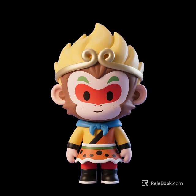 Colorful Cartoon Man Character Wearing Yellow Hat Red Face Blue Scarf And Costume 3d model 