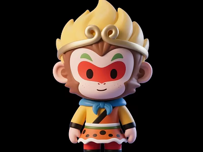 Colorful Cartoon Man Character Wearing Yellow Hat Red Face Blue Scarf And Costume 3d model