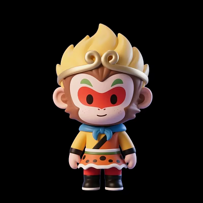 Colorful Cartoon Man Character Wearing Yellow Hat Red Face Blue Scarf And Costume 3d model