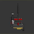 Small Construction Road Roller With Black Body Red Components And Yellow Base
