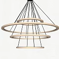 Modern Hanging Chandelier With Multiple Circular Rings And Glowing Lights