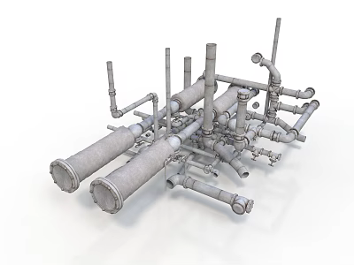 Industrial Mechanical Equipment Featuring Metal Pipes Valves And Connection Components 3d model