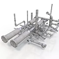 Industrial Mechanical Equipment Featuring Metal Pipes Valves And Connection Components 3d model