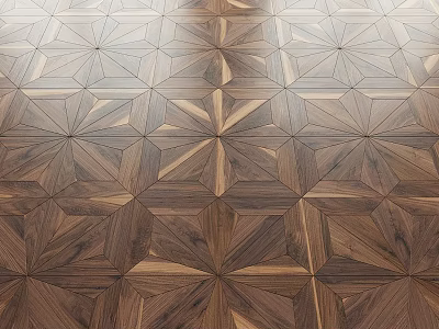 Intricate Geometric Design Hardwood Flooring With Natural Wood Tones And Artistic Pattern 3d model