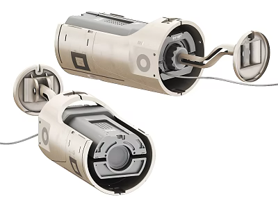 Projection Monitoring Outdoor Security Cameras With Weatherproof Housing Installation Bracket And Lens 3d model