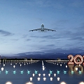 New year airport title plane lighthouse water surface ground light year brand house 3d model