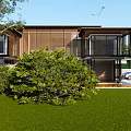 Modern Single Family House Exterior Design With Green Shrubs Driveway And Parked Cars