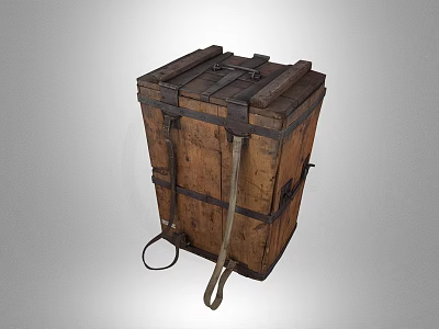 Vintage Wooden Trunk with Metal Straps and Leather Handles Classic Storage Chest Design 3d model