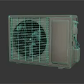 Outdoor Air Conditioner Fan Unit Featuring Metal Grille And Beige Housing Design
