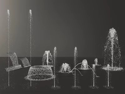 Diverse Fountains Displaying Various Water Patterns And Heights In Design 3d model