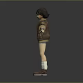 Game Movie Character 3D Model Brown Jacket White T-Shirt Denim Shorts Arms Outstretched
