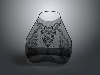 Exquisite Black Sculpture Carving With Intricate Lace Pattern And Hollow Design Artwork 3d model