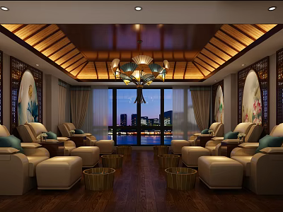 New Chinese foot bath room foot bath room 3d model