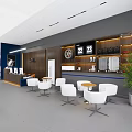 Modern Lounge Area Design With White Chairs Round Tables And Large Windows