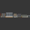 Colorful Urban Building Models With Diverse Styles And Various Roof Designs