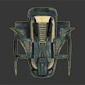 Futuristic Sci Fi Spaceship 3D Model With Metallic Blue Green Finish And Aerodynamic Wings