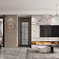 Modern Living And Dining Room Interior Design With Sofa Coffee Table Chandelier And Dining Chairs