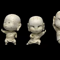 Adorable White Little Monk Figurines In Various Playful Poses For Decoration