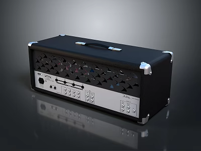 Modern Black Silver Computer Audio Amplifier With Knobs Handle And Vents Design 3d model