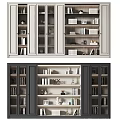 Modern Bookcase With Glass Doors Open Shelves Books And Decorative Items