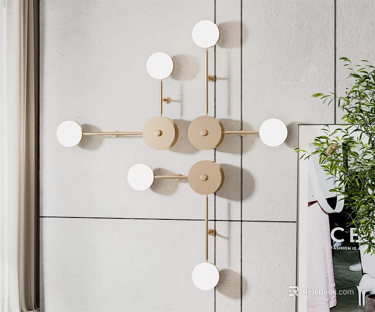 Modern Minimalist Gold And White Circular Wall Sconce With Geometric Design 3d model 