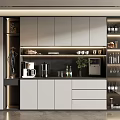Modern Built in Wine Cabinet With Glass Doors LED Lighting And Bottle