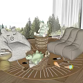 Lazy Sofa Children's Sofa Doll Woven Frame Side Carpet 3d model