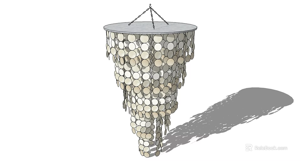 Modern Elegant Decorative Chandelier with Hanging Circular Discs in Tiered Tassel Design 3d model 