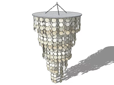 Modern Elegant Decorative Chandelier with Hanging Circular Discs in Tiered Tassel Design 3d model
