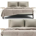 Modern Minimalist Double Bed With Upholstered Headboard Soft Blanket And Neutral Pillows