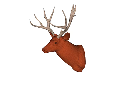 Red Deer Head Animal Wall Decor With White Antlers For Home Decoration 3d model