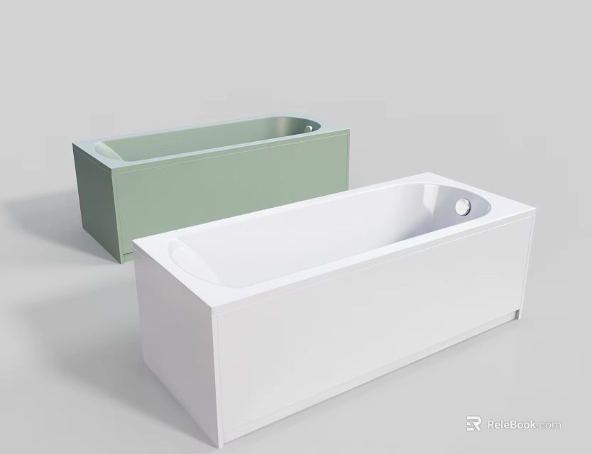 Modern Freestanding Bathtubs Green And White Sleek Design For Bathroom Interior 3d model 