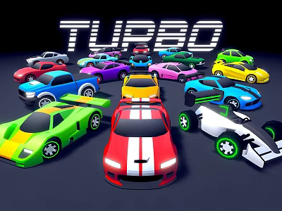 Turbo Themed Colorful Toy Racing Cars With Multiple Vibrant Colors And Styles 3d model