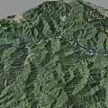 Green Mountain Terrain With Winding River And Lush Valleys In Satellite View