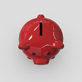 Decorative Ornament Set Featuring Adorable Glossy Red Pig Shaped Piggy Bank for Home Decor