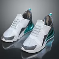 Stylish White Sport Sneakers with Teal Sole and Knitted Upper Design