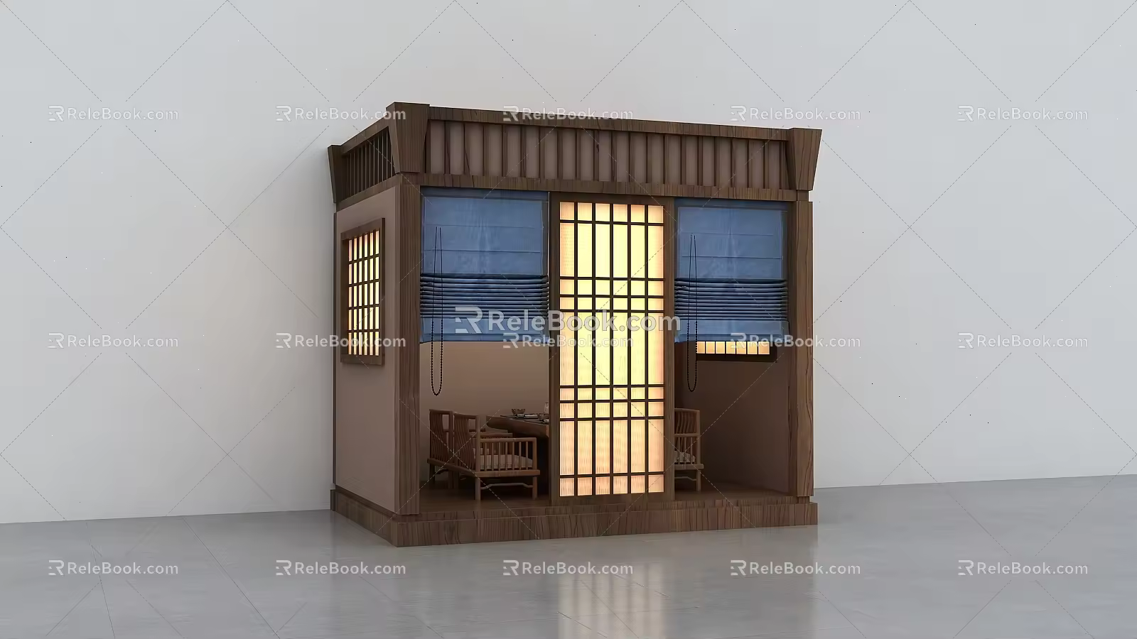Japanese-style new Chinese-style in-store private room tea room small cubicle partition room 3d model
