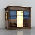 Japanese-style new Chinese-style in-store private room tea room small cubicle partition room 3d model