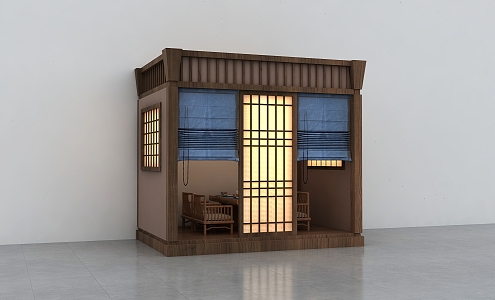 Japanese-style new Chinese-style in-store private room tea room small cubicle partition room 3d model