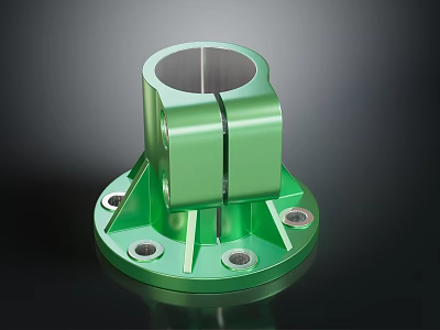 Car Metal Bracket Component With Green Finish And Base Screw Holes 3d model