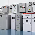 Public Facility Electrical Equipment Area With Control Cabinets And Distribution Boxes